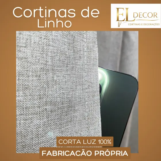 Cortina linho no pvc 100% cortaluz blackout para sala ou quarto