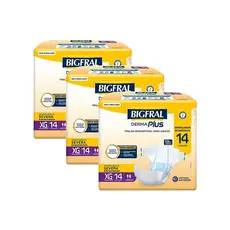 Kit 3 Fraldas Geriátricas Bigfral Derma Plus XG com 14un cada