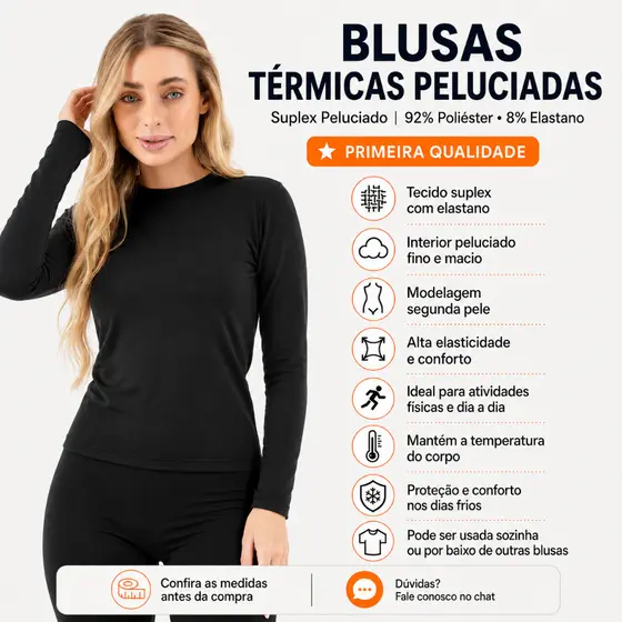 Blusa Feminina Térmica Peluciada Segunda Pele Inverno Frio