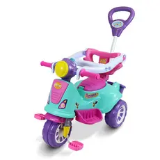 Triciclo Infantil Passeio Criança Pedal Andador Motoca Com Empurrador Infantil Menina Avespa Pink