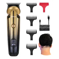 Máquininha Cortar Cabelo Aparador Pêlos Acabamento Dourado