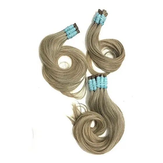Cabelo Humano Loiro Mesclado Cinza P/mega-hair 70cm/50 Grs.