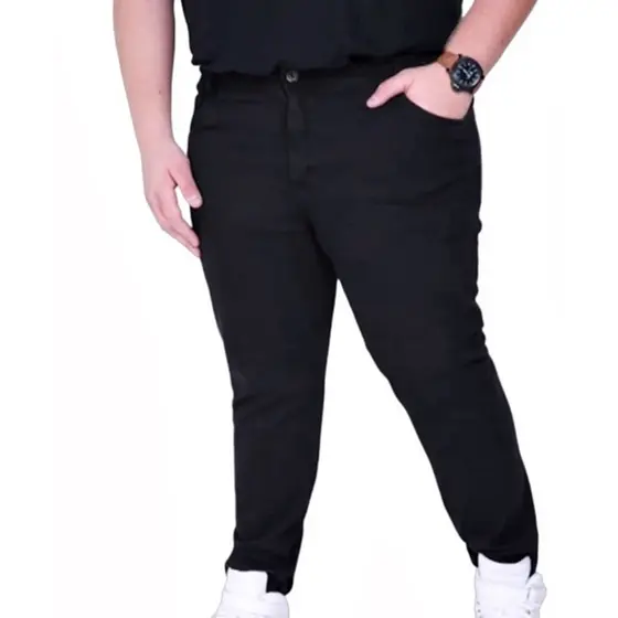 Calça Plus Size Preta Masculina Jeans Sarja Dark Com Lycra numero 38 ao 66
