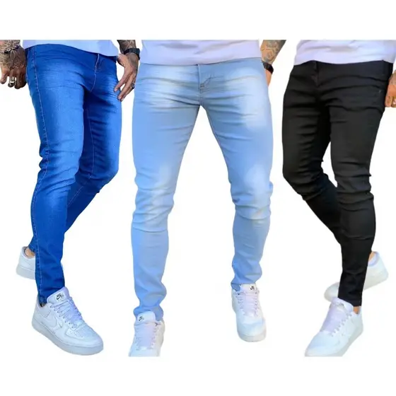 Kit 03 Calça Jeans Slim Masculina com elastano Premium