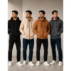 Blusa Moletom  Masculina Capuz Flanelada Ziper Blusa Frio Premium Bolsos Casaco Inverno P M G Confor