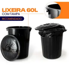 Lixeira 60 Litros Com Tampa Lixão Ideal Para Cozinhas e Comércios Cesto de lixo Grande Com Tampa