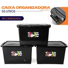 Caixa Organizadora Multiuso 56 Litros Preta Arqplast