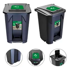 Lixeira Quadrada 60 Litros com Rodas, Pedal e Trampa Click Cesto de Lixo Grande Arqplast