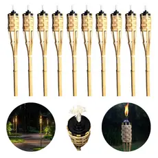 Kit 10 Tochas De Bambu Para Luau Iluminação Decoração Jardim Tocha 120cm