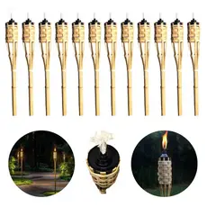 Kit 12 Tochas De Bambu Para Luau Iluminação Decoração Jardim Tocha 120cm