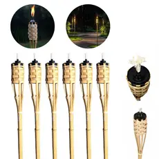 Kit 6 Tochas De Bambu Para Luau Iluminação Decoração Jardim Tocha 120cm