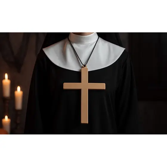Acessório Crucifixo 23cm Pendurável Plástico - Fantasia / Cruz Freira / Padre / Halloween