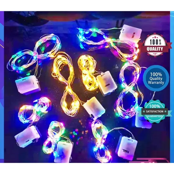 kit fio de fada cordão de led para decoração natal festas casamento 2m bateria