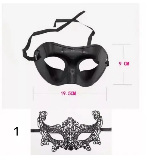 kit 2 máscaras ( veneziana lisa + renda ) baile luxo festa carnaval