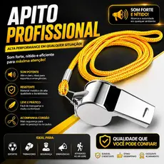 KIT Apito De Metal Com Cordão Profissional 115 dB Árbitro Juiz Jogo Bolinha Educador Físico Piscina
