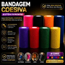 Bandagem Elástica Faixa Adesiva Flexível Atadura Auto Aderente Cuidado Pet Cachorro 4,5m x 10cm