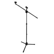 Pedestal Suporte Para Microfone, Com Trava, Regulagem, Cachimbo E Presilha Para Organizar Cabo