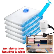 Kit Saco A Vácuo Grande Organizador Edredom Coberto Mala Roupa Viagem De Cama com Bomba Manual Tamanho Grande