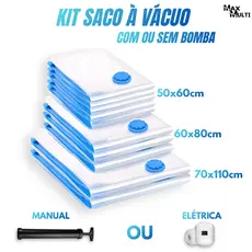 Kit 10 Saco a Vácuo Mix Roupa Organizador Mala Viagem Guarda Roupa M G GG 50x60 60x80 70x110