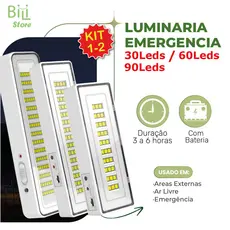 Luminária Emergência Lâmpada Portátil 30 60 90 Leds Recarregável Bivolt Luz Branca Fria