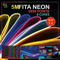 Fita de LED Mangueira Neon 5 Metros 60W Flexível Sem Fonte 12V | 8 Cores