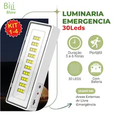 Luminária Emergência Lâmpada Portátil 30 Leds Recarregável Bivolt Luz Branca Fria
