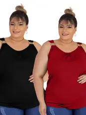 kit 2 Blusinha plus size Regata com fivela moda primavera verão