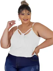 Blusinha feminina regata plus size de alcinha  com  canudinho primavera verão