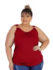 Kit 3 Blusinha plus size feminina regata fivela moda primavera verão