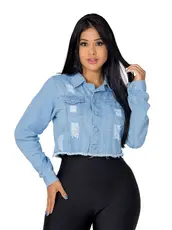 "Jaqueta jeans cropped feminina: moda outono/inverno do 36 ao 54."