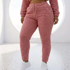 Calça Jogger Feminina Cintura Alta moda outono Inverno Conforto e Estilo em Pelúcia