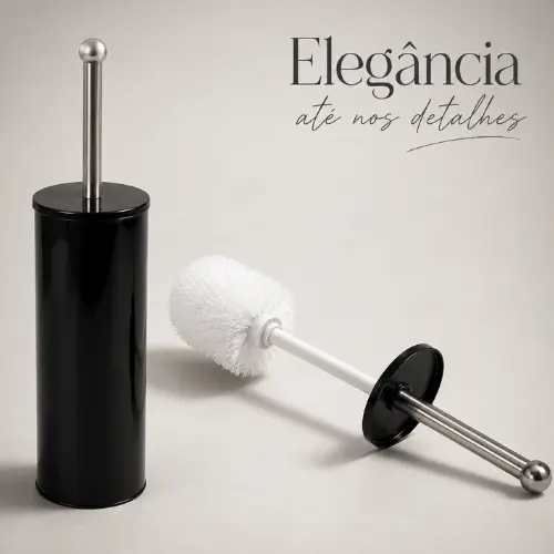 Escova Sanitária para Vaso com Suporte e Base Limpeza Banheiro Cerdas Firmes Design Matte