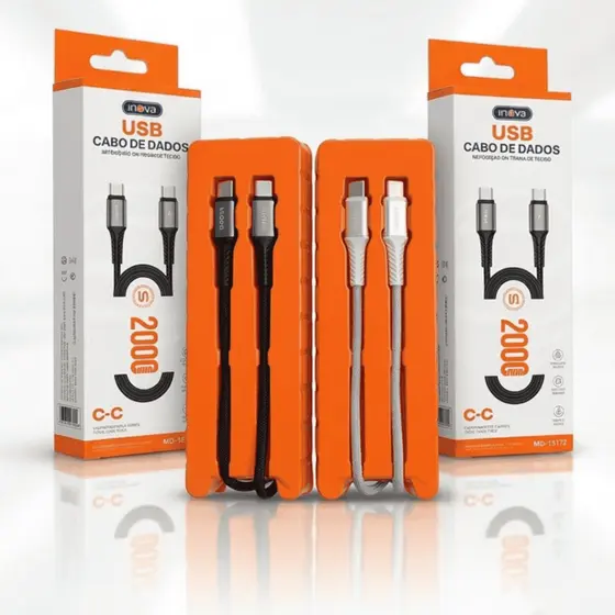 Cabo Tipo C Para USB C 100W Turbo 2 Metros Reforçado Super Rápido Carregamento PD Alta Performance
