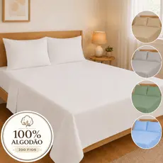 Kit Jogo de Cama Queen Casal King Lençol com Fronha Percal 200fios 100%Algodão Forro Completo Modern