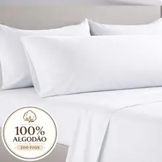 Roupa de Cama Jogo Completo 100% Algodão 200 Fios Lençol Fronha Corpo Cama Solteiro Casal Queen King