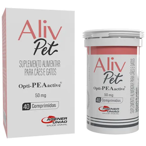 Aliv Pet 50 mg Suplemento Alimentar para Cães e Gatos 40 comprimidos Agener União