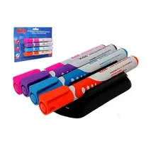 Kit Apagador Para Quadro Branco Com 4 Marcadores