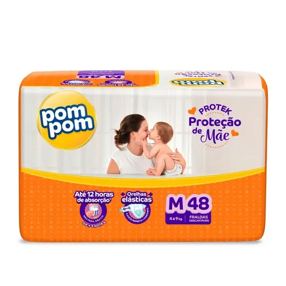 Fralda Pom Pom Derma Protek Mega M com 48un