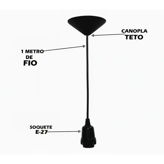 Kit Fiação Pendente Luminaria Completo Soquete Fio Canopla Instalação Cozinha Sala
