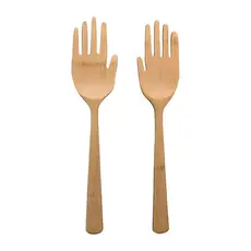 Conjunto de Pegador De Saladas De Bambu De Maozinha Natural Oikos