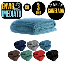 Kit 03 Manta Bebe Canelado ou Liso Cobertor Antialérgica 1,00x0,90 Soft