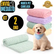Kit C/2 Manta Pet Soft Canelada 1.00 x 0.90 Premium Antialergica Bebe Cachorro Gato Frio  Fofinho