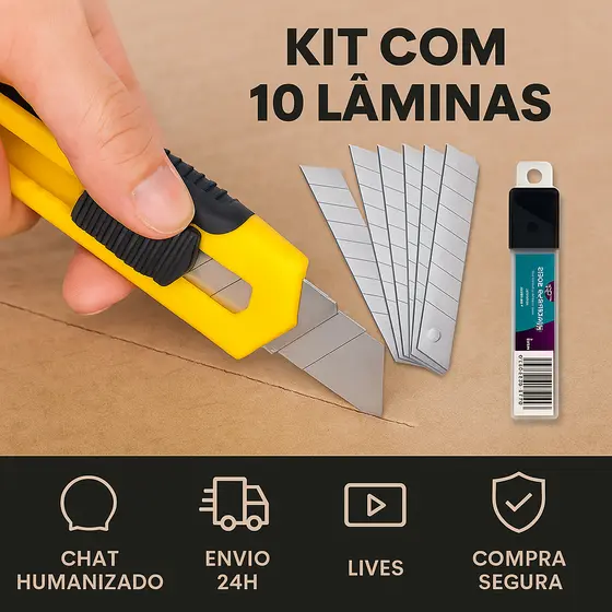 Lamina P/ Estilete 18mm com 10 Unidades