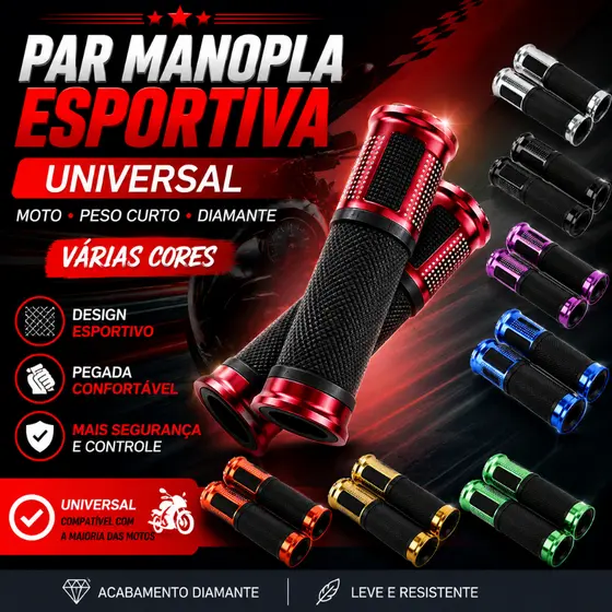 Manopla Para Moto Punho Esportiva Universal Diversas Cores Modelo Esportiva