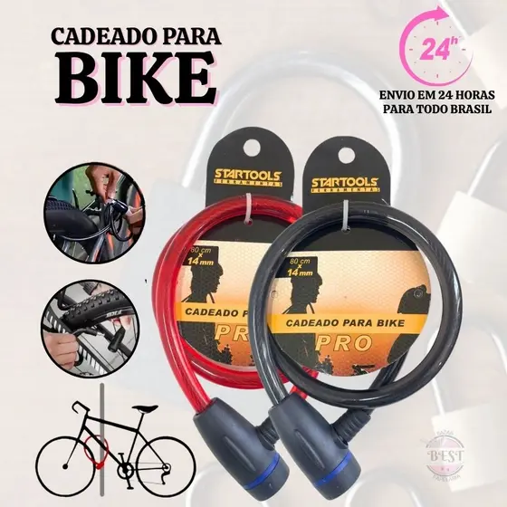 Cadeado Para Moto Bicicleta Bike Capacete Portão Porta Corrente Segurança Antifurto Trava 2 Chaves