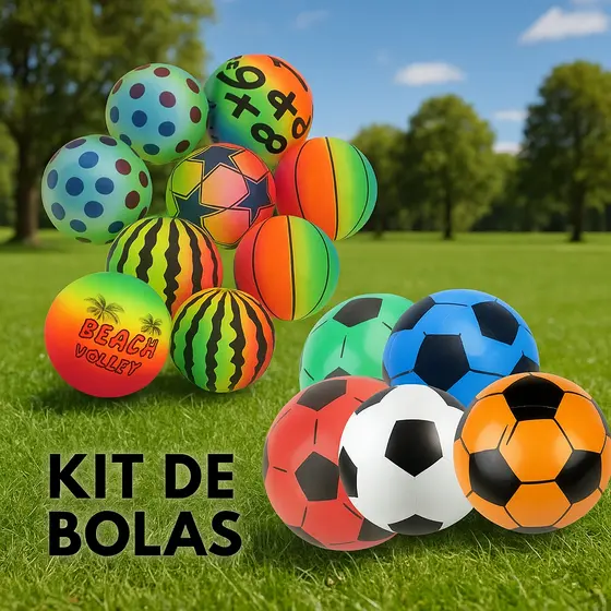 Kit Bola Estilo Futebol Vinil Colorida Dente De Leite Sortidas