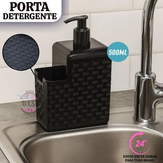 Porta Detergente Bucha Dispenser 500ml Porta Sabonete Liquido Porta Esponja Bico Dosador Multiuso