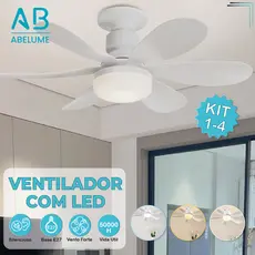 Ventilador de Teto PRO 80W ou 60W Super LED Lâmpada E27 Controle Remoto Luminária Economica de Energia 6 lâminas Bivolt