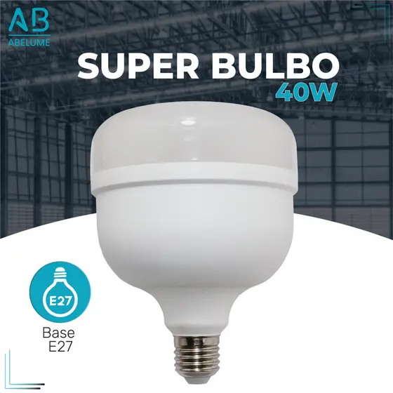 Super Bulbo Lâmpada LED 40W E27 Alta Potência Luz Branca 6500k Bivolt 110-220V