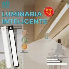 Smart Luminária Inteligente Ultra LED com sensor de movimento sem fio e Recarregável USB fino barra 20/40/60cm